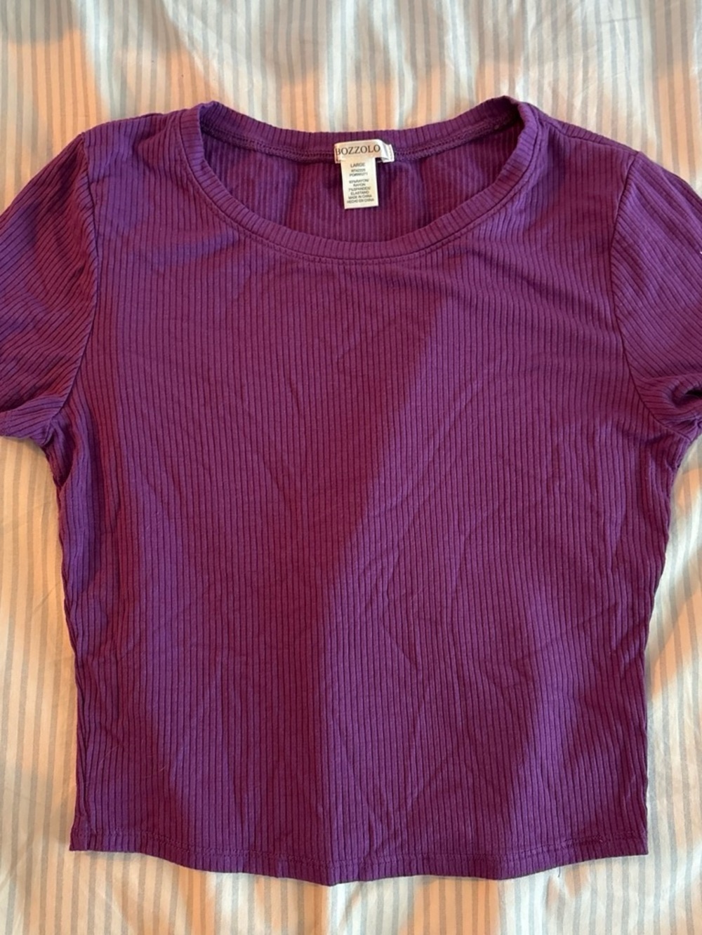 Bozolo Ribbed Short Sleeve Top - Purple